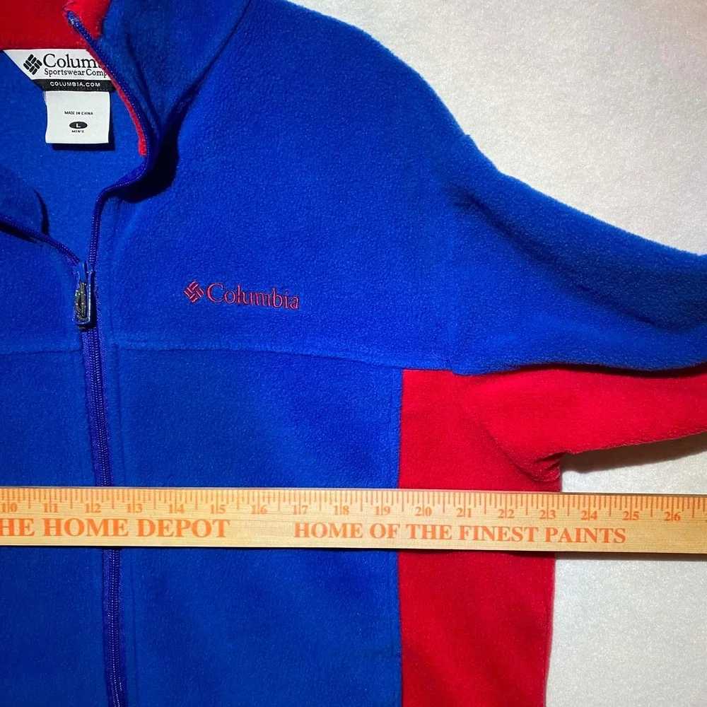 Columbia Mens Blue Red Colorblock Full Zip Fleece Jacket XM6925 Large